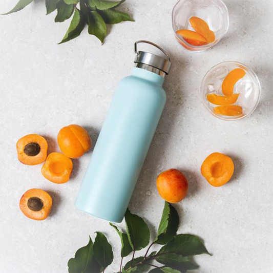 Blauwe Stainless Steel Drinkfles met Bamboe Dop - 500ml