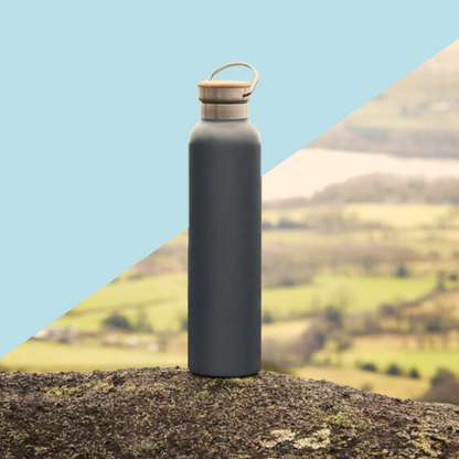 Blauwe Stainless Steel Drinkfles met Bamboe Dop - 500ml